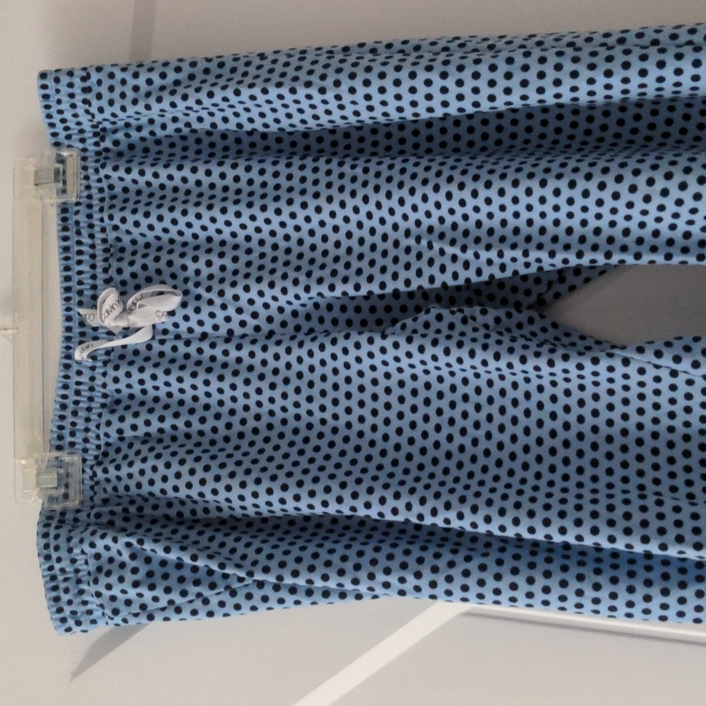 Calvin Klein Light Blue Polka Dot Flannel Pajama Pants Women's Medium With Tie